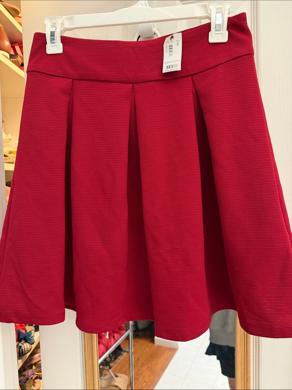 NWT the limited Red Pleated A-Line skater Skirt